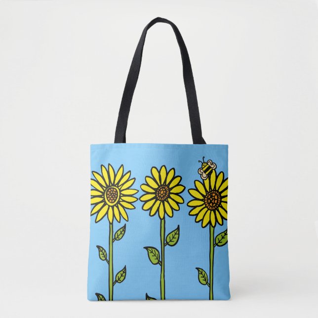 Sonnenblumen und Hummeln Tasche (Vorderseite)