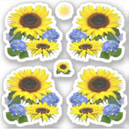 Sonnenblumen und Hydrangeas Aufkleber