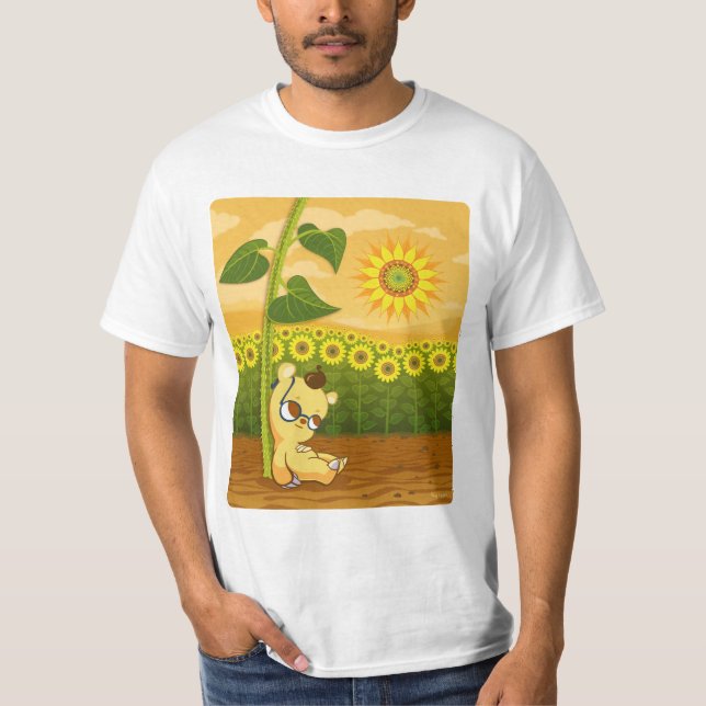 Sonnenblumen und Kawaii Bär T-Shirt (Vorderseite)