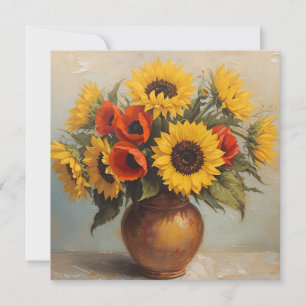Sonnenblumen und Klatschmohn-Stillleben  Karte