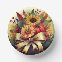 Sonnenblumen und Kürbiskugel, 7" Papierschale Pappteller