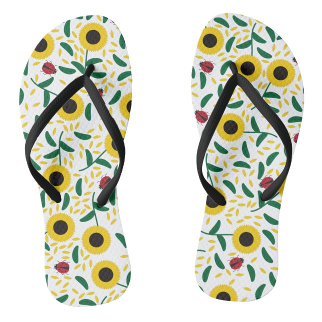Sonnenblumen und Ladybugs Pattern Flip Flops (Fußbett)