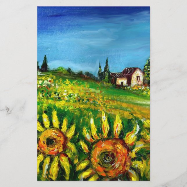 SONNENBLUMEN UND LÄNDER IN DER Toskana Briefpapier (Vorderseite)