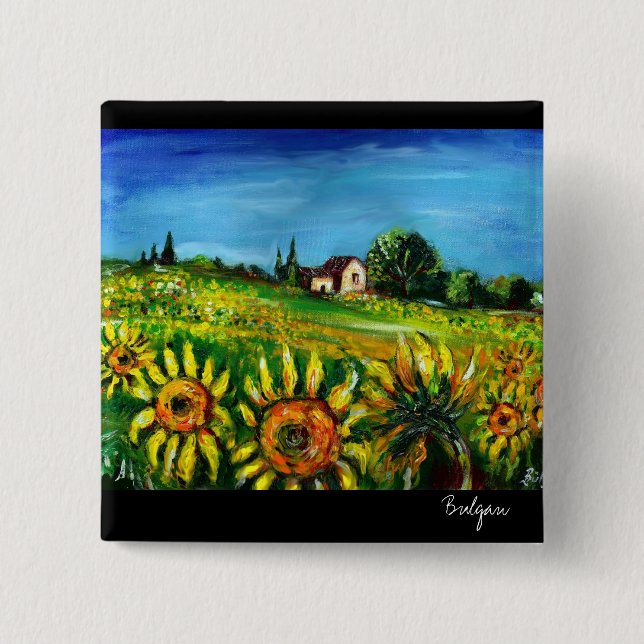 SONNENBLUMEN UND LÄNDER IN DER Toskana Button (Vorderseite)