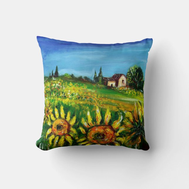 SONNENBLUMEN UND LÄNDER IN DER Toskana Kissen (Vorderseite)