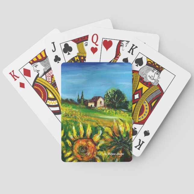 SONNENBLUMEN UND LÄNDER IN DER Toskana Spielkarten (Rückseite)