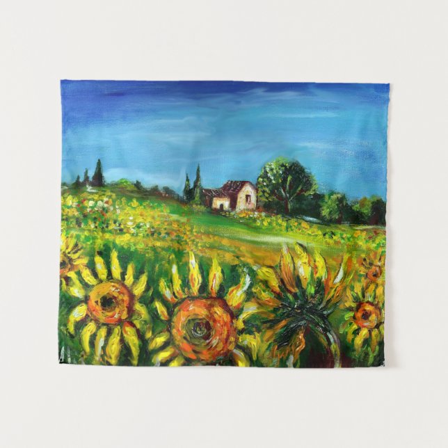 SONNENBLUMEN UND LÄNDER IN DER Toskana Wandteppich (Vorderseite (Horizontal))