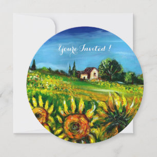 SONNENBLUMEN UND LANDSCHAFT IN DER TUSKANA, EINLADUNG
