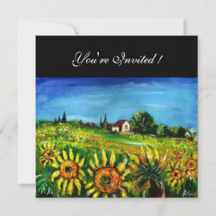 SONNENBLUMEN UND LANDSCHAFT IN DER TUSKANA, EINLADUNG
