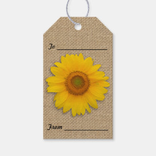 Sonnenblumen und Leinwand-rustikale Geschenkanhänger
