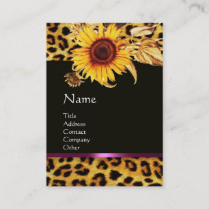 SONNENBLUMEN UND LEOPARD FUR PINK GEMSTONE MONOGRA VISITENKARTE