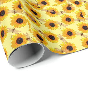 Sonnenblumen und Libellen, Geschenkpapier