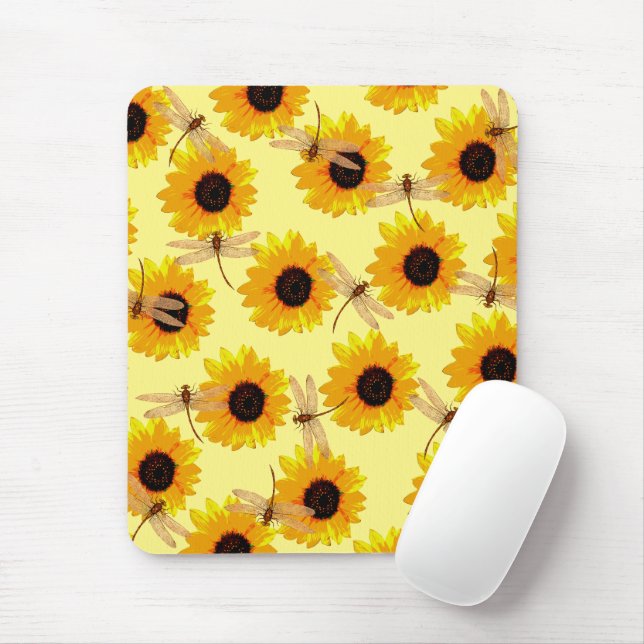 Sonnenblumen und Libellen, Mousepad (Mit Mouse)