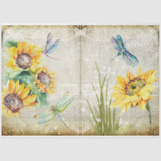Sonnenblumen und Libellen-Reihe Design 1 Seidenpapier