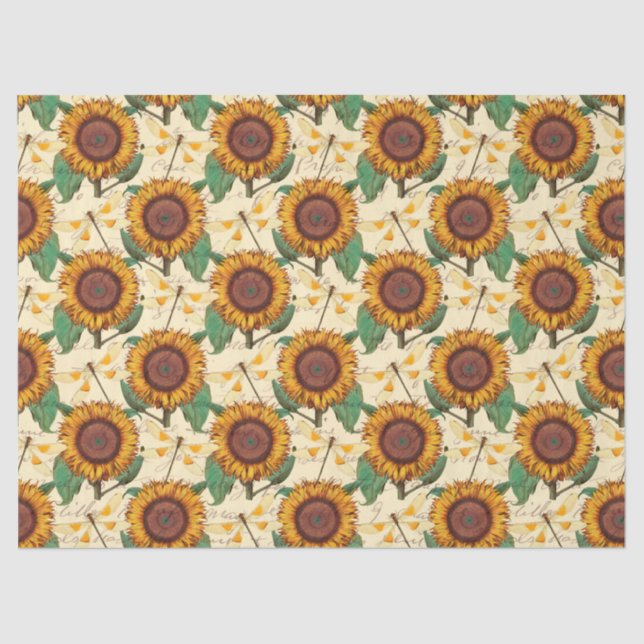 Sonnenblumen und Libellen, Reihe Design 5 Seidenpapier (Vorderseite)