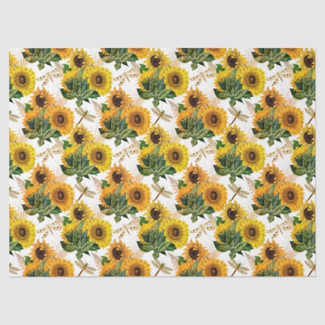 Sonnenblumen und Libellen Serie Design 11 Seidenpapier (Vorderseite)