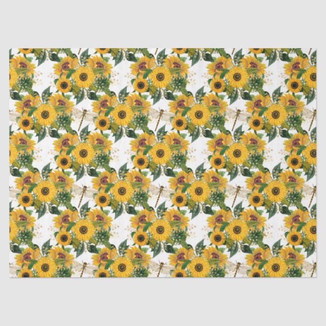 Sonnenblumen und Libellen Serie Design 17 Seidenpapier (Vorderseite)