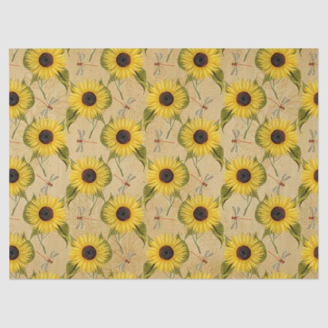 Sonnenblumen und Libellen Serie Design 7 Seidenpapier (Vorderseite)