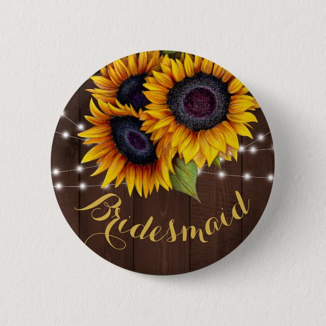 Sonnenblumen und Lichter mit Streichholzverzierung Button (Vorderseite)