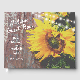 Sonnenblumen und Lichter Rustikale Hochzeit Gästebuch