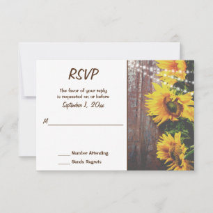 Sonnenblumen und Lichter Rustikale Hochzeit RSVP Karte