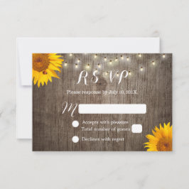 Sonnenblumen und Lichter Rustikale Hochzeit RSVP Karte