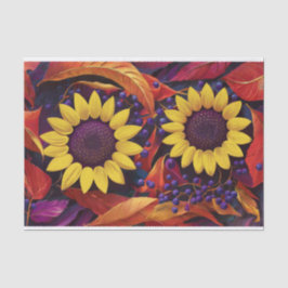 Sonnenblumen und Lila Berries, Herbstgarten Seidenpapier