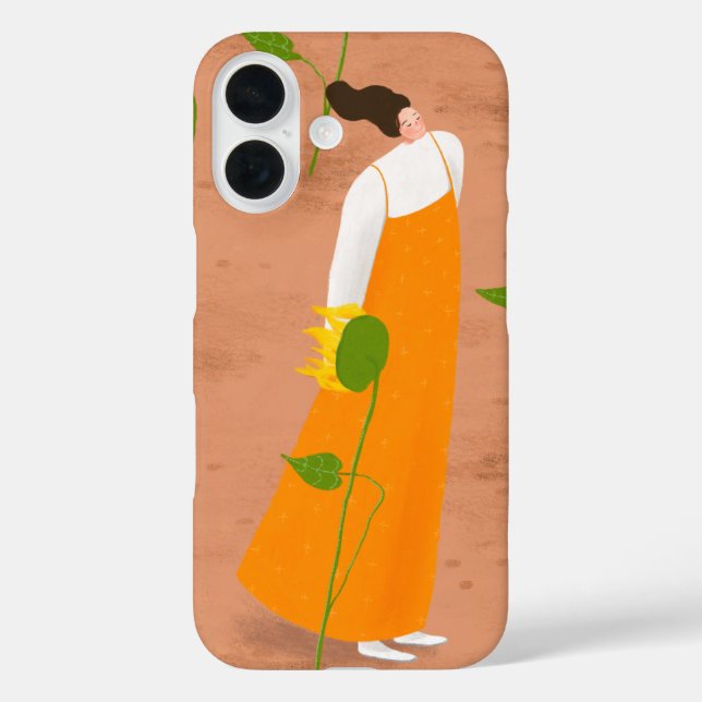 Sonnenblumen und Mädchen iPhone 16 Hülle (Rückseite)