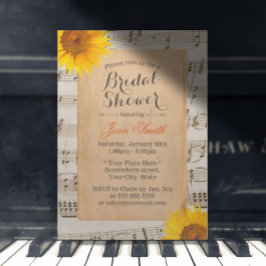 Sonnenblumen und Musikblatt Vintages Brautparty Einladung