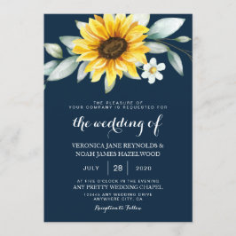 Sonnenblumen und Navy Blue Geometric Rustic Einladung