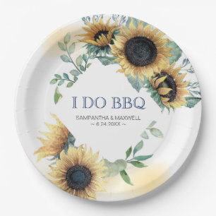 Sonnenblumen und Navy Blue I Do GRILLEN Pappteller
