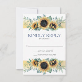 Sonnenblumen und Navy Blue Sonnenblume Hochzeit RS RSVP Karte