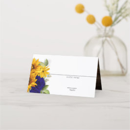 Sonnenblumen und Navy Rose Rustikal Platzkarte