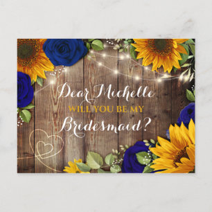 Sonnenblumen und Navy-Rose werden Sie meine Brides Ankündigungspostkarte