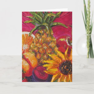 Sonnenblumen und Obst Karte