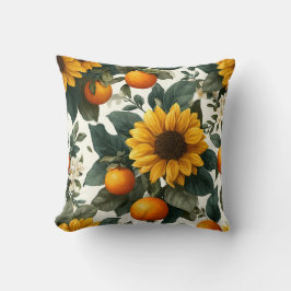 Sonnenblumen und Orangen Herbstdesign Kissen