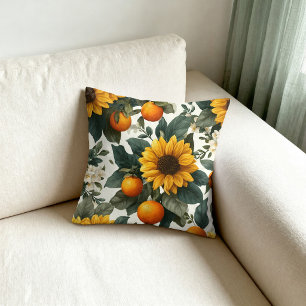 Sonnenblumen und Orangen Herbstdesign Kissen
