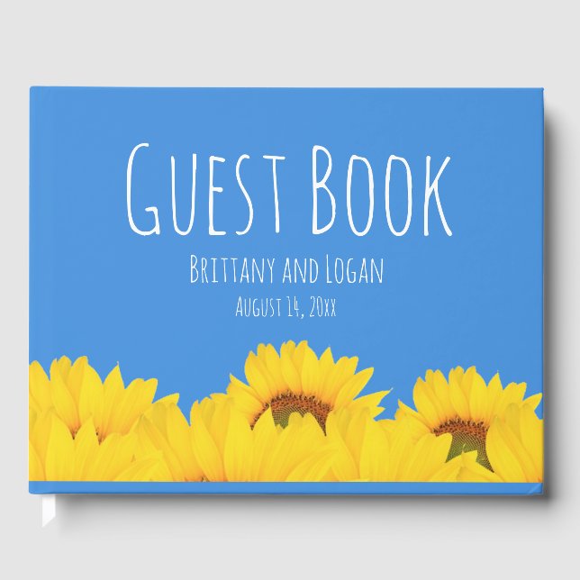 Sonnenblumen und Personalisierte Sommerhochzeit Gästebuch (Vorderseite)
