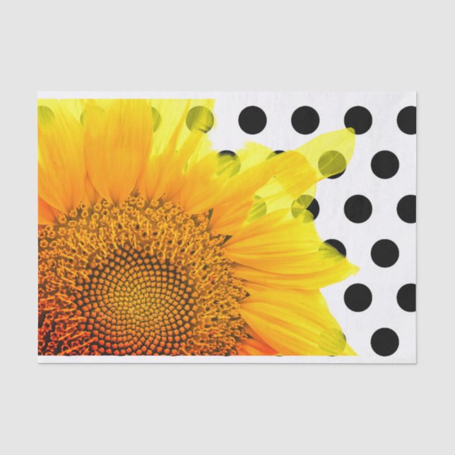 Sonnenblumen und Polka Dots Geschenkpapier Seidenpapier (Vorderseite)