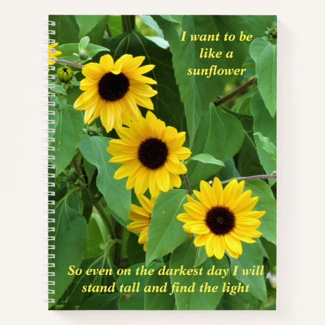 Sonnenblumen und Quotes-Notebook (2 Zitate) Notizbuch (Vorderseite)