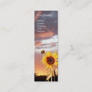 SONNENBLUMEN UND ROSA SOMMER-SONNENUNTERGANG MINI VISITENKARTE