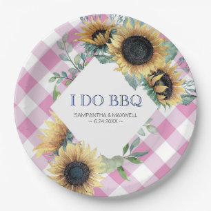Sonnenblumen und rosa Tartan I Do GRILLEN Paper Pl Pappteller