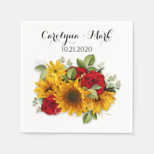 Sonnenblumen und Rose Botanische Hochzeit Napkins Serviette
