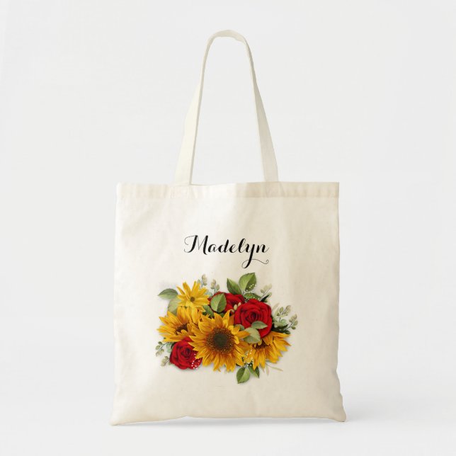 Sonnenblumen und Rose Bridesmaid-Taschen Tragetasche (Vorne)