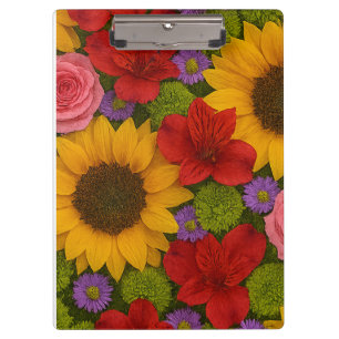 Sonnenblumen und Rose Klemmbrett