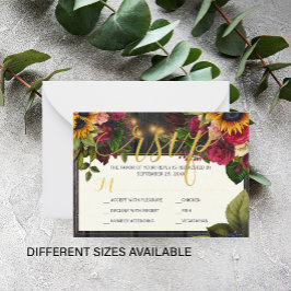 Sonnenblumen und Rose Mahlzeiten Optionen Hochzeit Mitteilungskarte