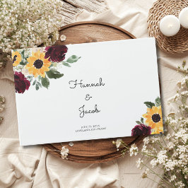 Sonnenblumen und Rose Rustikale Hochzeit Gästebuch