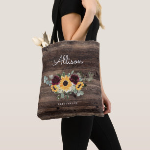 Sonnenblumen und Rose Rustikales Holz Hochzeit Bra Tasche