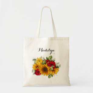 Sonnenblumen und Rose Tragetasche