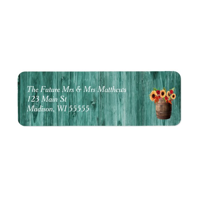 Sonnenblumen und Rose Whiskey Barrel Address Label (Vorne)